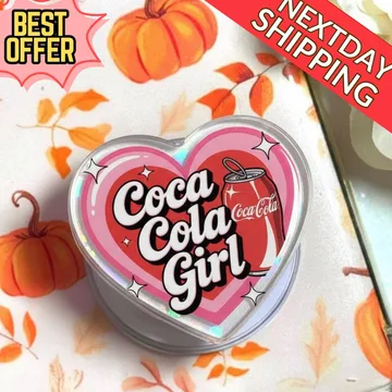 Retro Soda Girl Pink Heart Cola Y2K Checkerboard Valentine Phone Grip
