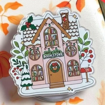 Bookstore Christmas Sticker Holiday Snowy Santa Snowflake Phone Grip