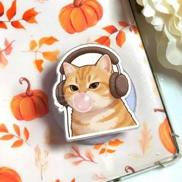 Cat Bubble Funny Cat Meme Kickstand Trendy Retro MagSafe Phone Grip