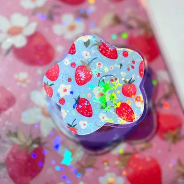 Strawberry Kindle Holographic Floral Kindle MagSafe Phone Grip