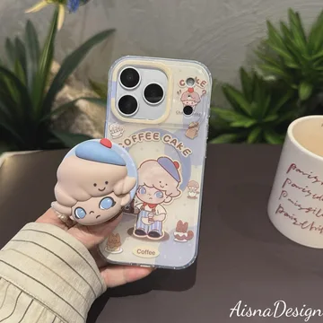 Coffee Cake and Character Matcha Boba Magnetic Cute Phone Grip