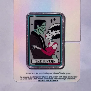 Tarot Card Frankenstein and Bride Kindle Bookish Book Lover Phone Grip