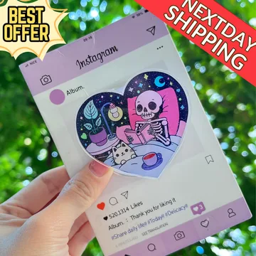 Skeleton Cat Heart Shaped Valentine Cupid Kitten Kitty Phone Grip