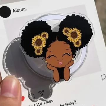 Melanin Girl Black Girl Afro Magnetic Cute Trendy Phone Grip