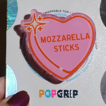 Mozzarella Sticks Kindle Pink Glitter Bookish Book Lover Phone Grip