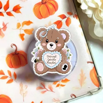 Gentle Reader Teddy Bear Regency Bookish Vintage Kickstand Phone Grip
