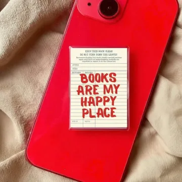 Vintage Library Card Books Are My Happy Place Book Stack Phone Grip