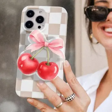 Cherry Bow Girly Coquette Ribbon Cute Trendy MagSafe Phone Grip