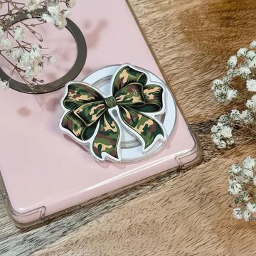 Camouflage Bow Stylish Camo with Elegant Ribbon Coquette Phone Grip