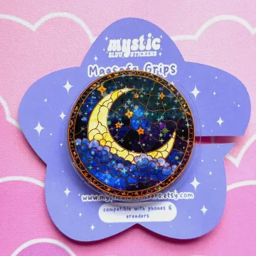 Celestial Moon Holographic 2D Night Sky Kindle MagSafe Phone Grip