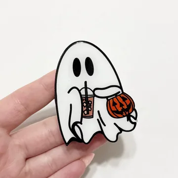 Ghost with Iced Coffee Kindle Halloween Bookish Book Lover Phone Grip