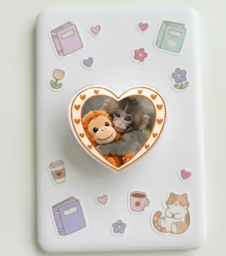 Wholesome Monkey Hugging Teddy Bear Animal Gift Kawaii Phone Grip