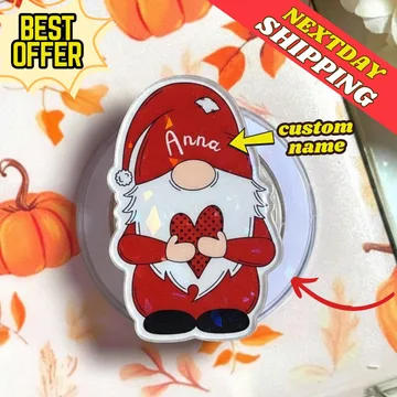 Santa Gnome Name Christmas Snowflake Cute MagSafe Phone Grip