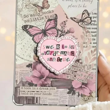 Bookish Coquette Heart Swear to Be Overdramatic Kindle Phone Grip