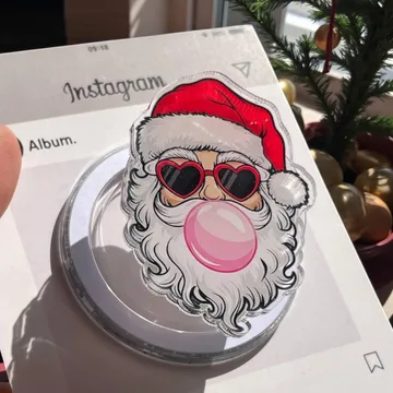 Retro Santa Blowing Bubble Christmas Snowflake MagSafe Phone Grip