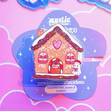 Christmas Holographic Gingerbread Library Kindle MagSafe Phone Grip