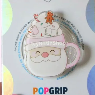 Santa Mug Christmas Holiday Bookish Kindle Book Lover Phone Grip