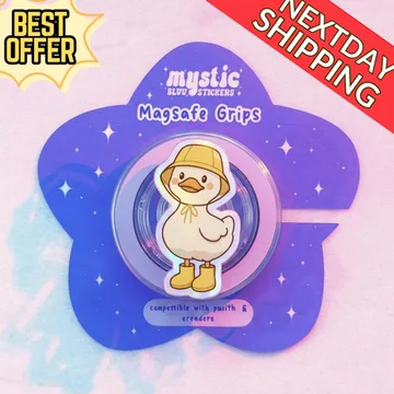 Kawaii Duck Yellow Boots Hat Chibi Smiley Magnetic Phone Grip