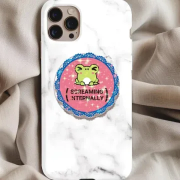 Internally Screaming Kawaii Frog Trendy Pink Coquettish Phone Grip