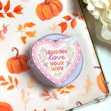 Sending Love Your Way Heart with Paper Airplane Valentine Phone Grip