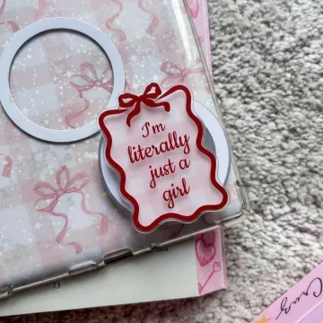 Literally Just a Girl Red Bow Coquette Ribbon Magnetic Phone Grip
