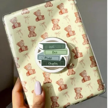 Just One More Chapter Sage Green Book Stack Library Phone Grip