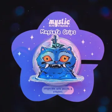 Mystical Blue Cat Kitten Kitty Cute Trendy MagSafe Phone Grip