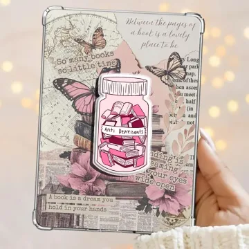 Book Therapy Bottle Pink Literary Kindle Book Lover Phone Grip
