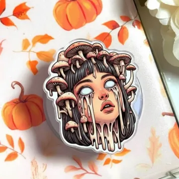 Mushroom Girl Surreal Mushroom Hair Cottagecore Fairy Phone Grip