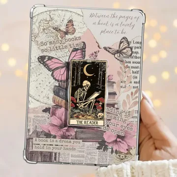 Reader Skeleton Tarot Card Retro Vintage Kindle Bookish Phone Grip