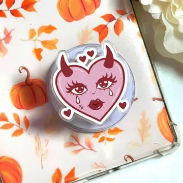 Teary Eyes Devil Heart Kawaii Spooky Chibi Smiley Phone Grip
