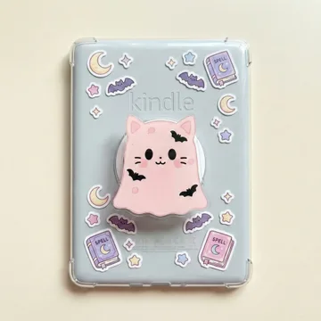 Ghost Cat Kawaii Ring Sparkle Chibi Smiley MagSafe Phone Grip
