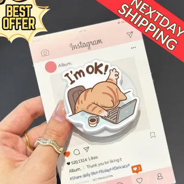 I M OK Cat Funny Lazy Cat Kitten Kitty Sarcastic MagSafe Phone Grip