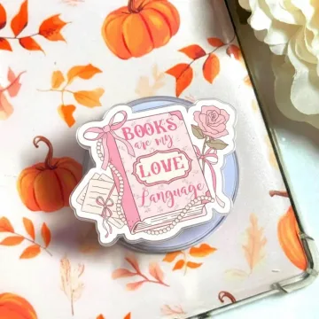 Books Are My Love Language Retro Pink Coquette Bow MagSafe Phone Grip