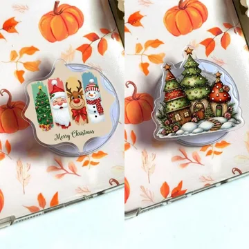 Merry Christmas Icons with Santa Reindeer and Snowman Phone Grip