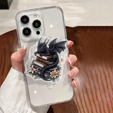 Black Baby Dragon Book Unicorn Mermaid Cute MagSafe Phone Grip