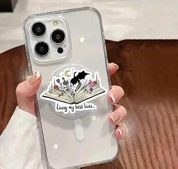 Living My Lives Book Fantasy Reader Bookish Gift MagSafe Phone Grip