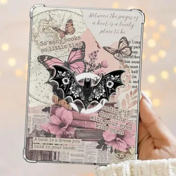 Floral Black Bat Spooky Kindle Books Bookish Kindle Phone Grip