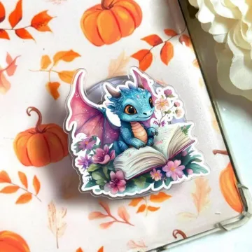 Fantasy Dragon Book Baby Dragon with Flowers Book MagSafe Phone Grip