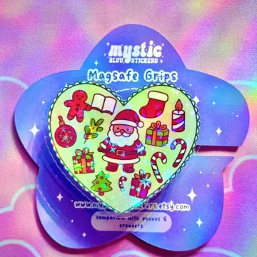 Christmas Heart Santa with Candy Canes Snowflake MagSafe Phone Grip
