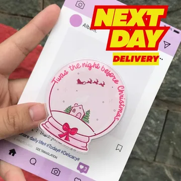 Kawaii Pink Snow Globe Twas the Night Before MagSafe Phone Grip