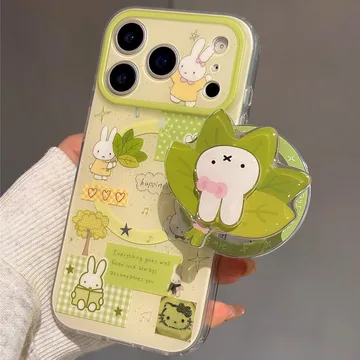 Kawaii Bunny with Leaves Chibi Smiley Frog Hedgehog Phone Grip