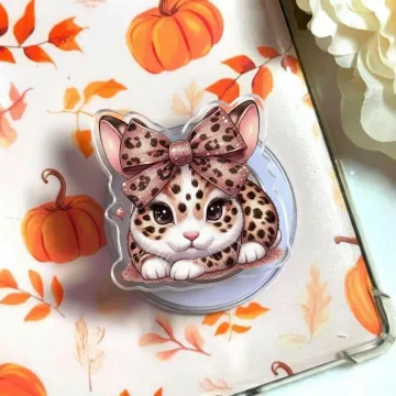 Bunny Leopard Coquette Retro Animal Print Ribbon MagSafe Phone Grip