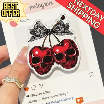 Cherry Skull Gothic Cherry Skull Vampire Magnetic Phone Grip