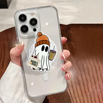Fall Bookish Ghost Kindle Book Lover Cute MagSafe Phone Grip