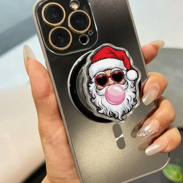 Festive Santa with Bubblegum Christmas Snowflake Magnetic Phone Grip