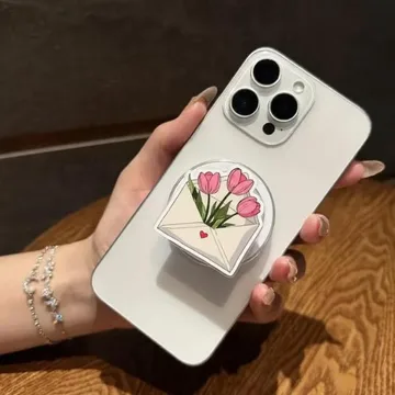 Tulip Flower Envelope with Pink Tulips Floral MagSafe Phone Grip