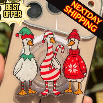 Three Christmas Geese Jolly Goose Santa Snowflake MagSafe Phone Grip