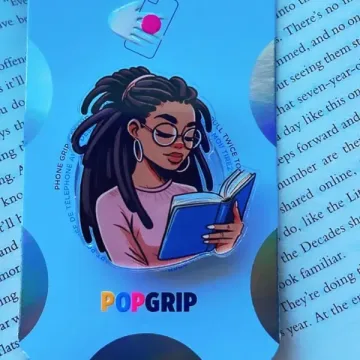 Melanin Girl with Book Black Girl Afro Magnetic Cute Phone Grip