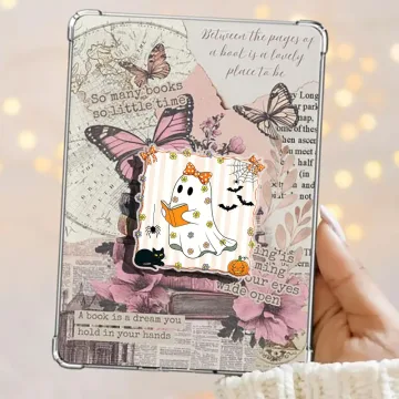 Bookish Ghost Spooky Season Girlie Orange Coquette Kindle Phone Grip